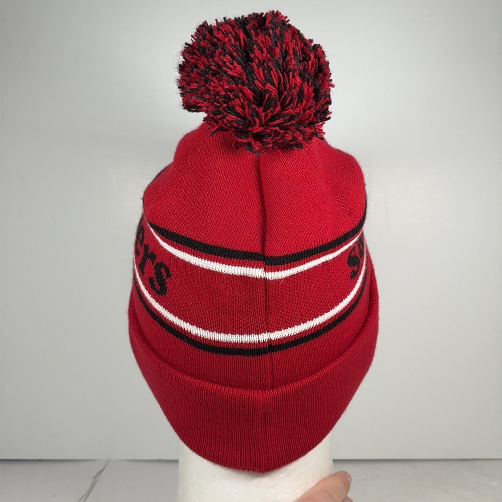 New Era San Francisco 49ers Red knit NFL Removable Pom Pom Beanie Hat - Picture 5 of 12
